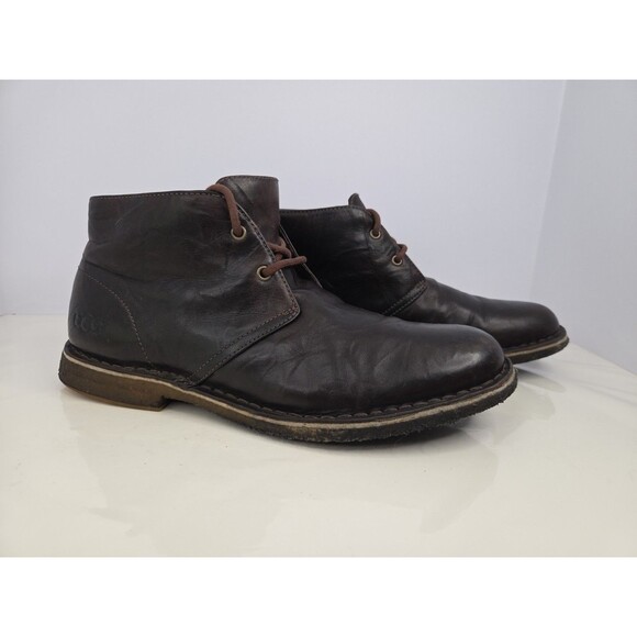Mens Uggs Dark Brown Minimalist Chukka Ankle Boot Leather Lace Up SN 3275 Sz 8.5 - Picture 1 of 12
